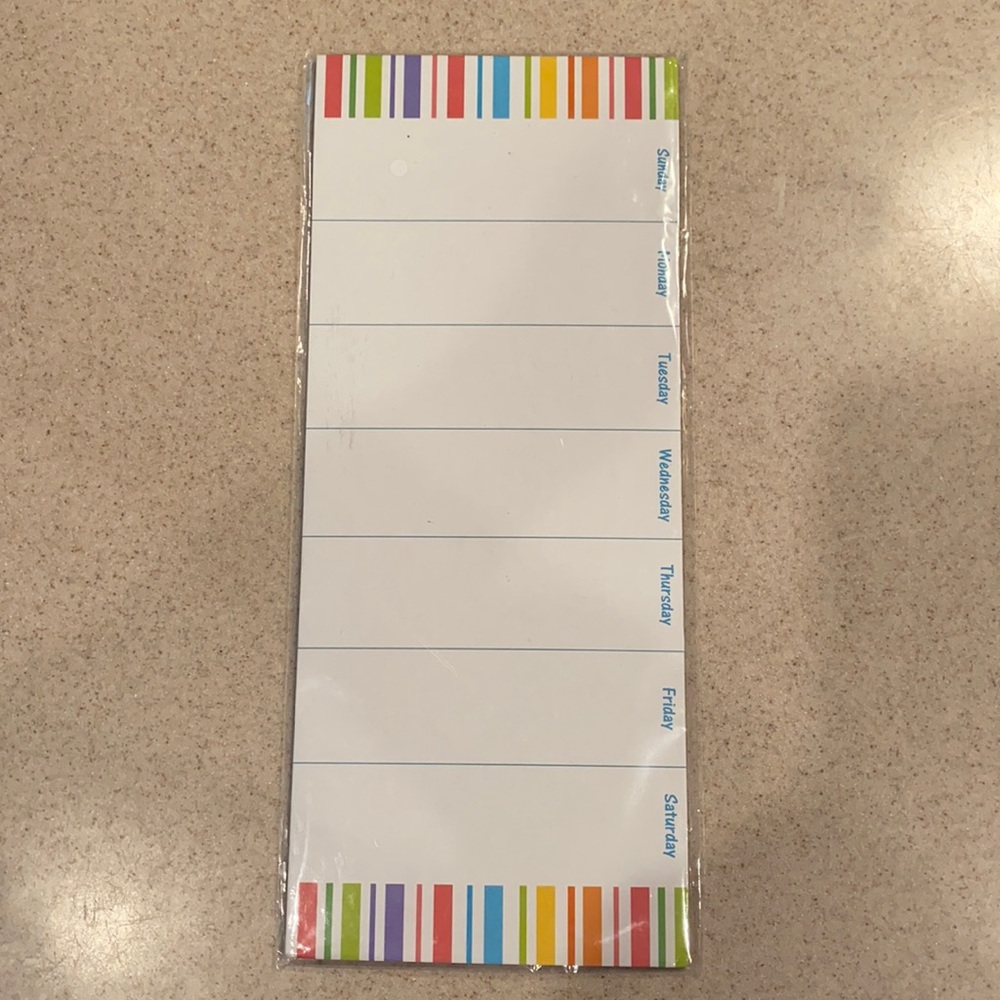 Magnetic horizontal days of the week board